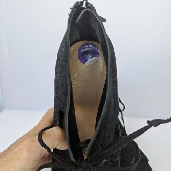 Franco Sarto Black Suede Lace Up Heel Sandals 8.5 - Picture 4 of 8